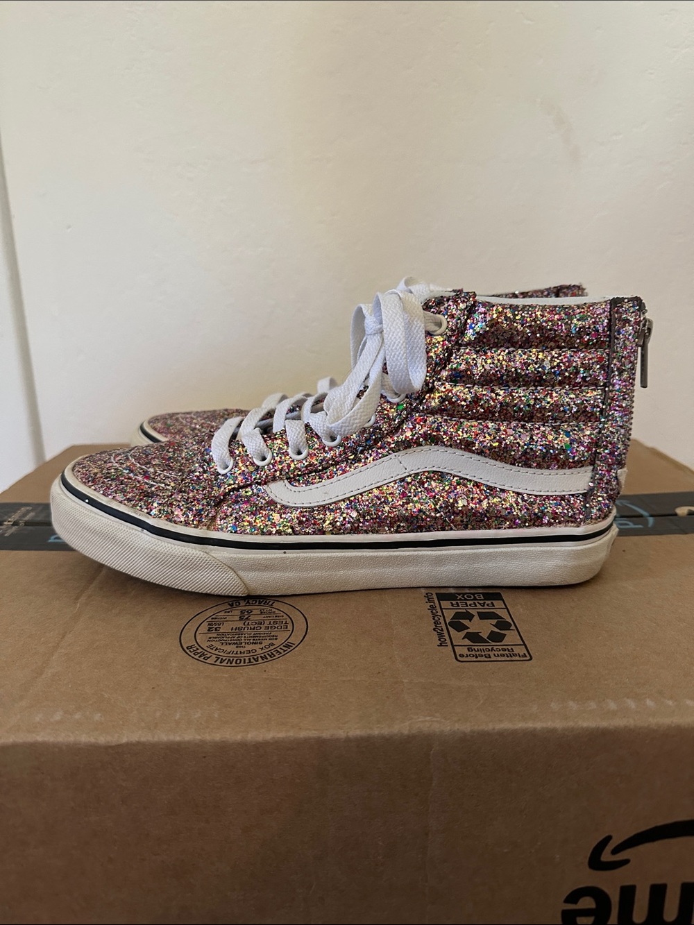 Vans High-Top Rainbow Glitter Sneakers